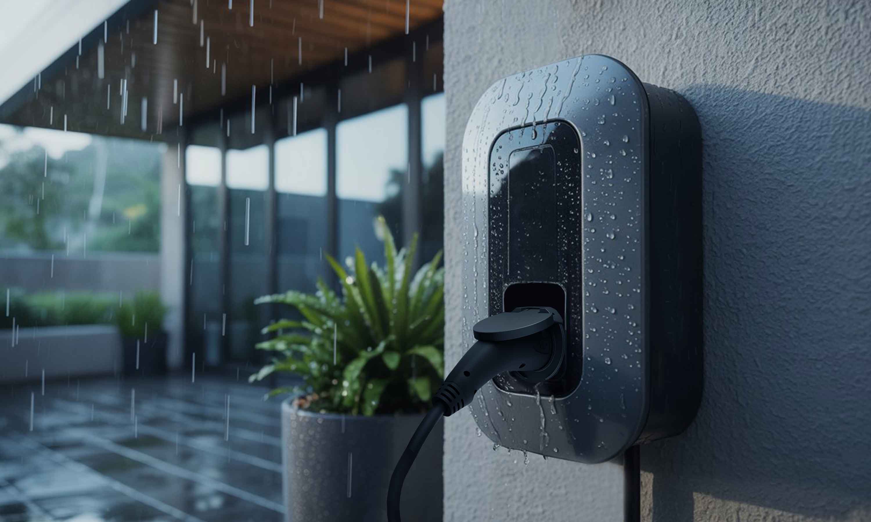 recharge voiture electrique pluie