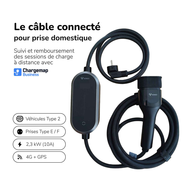 GONEO Cble connect Type 2 pour prise domestique - 2,3kW  Mister EV