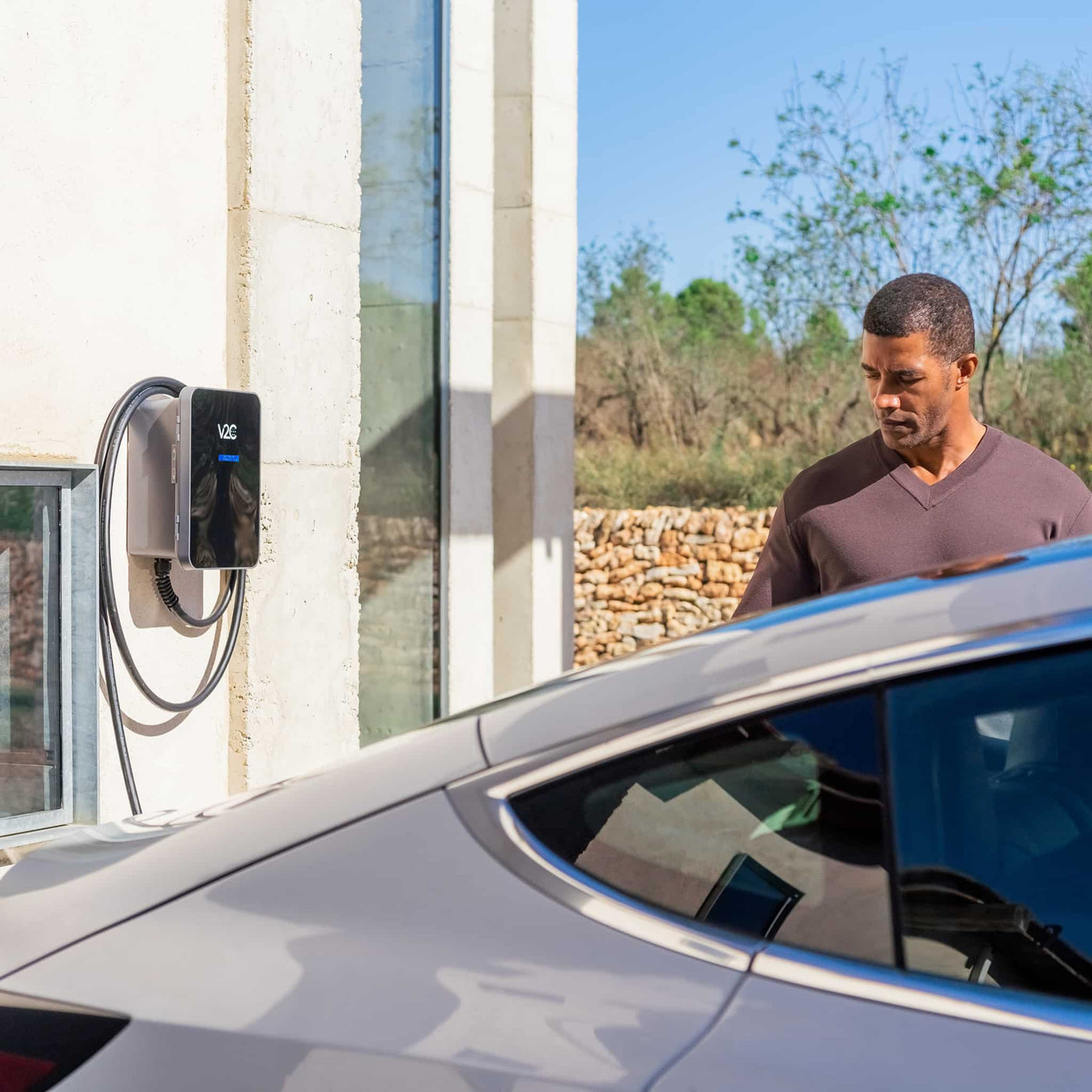 Borne de recharge Trydan V2C  Type 2S - 1,5kW à 22kW - câble 5m