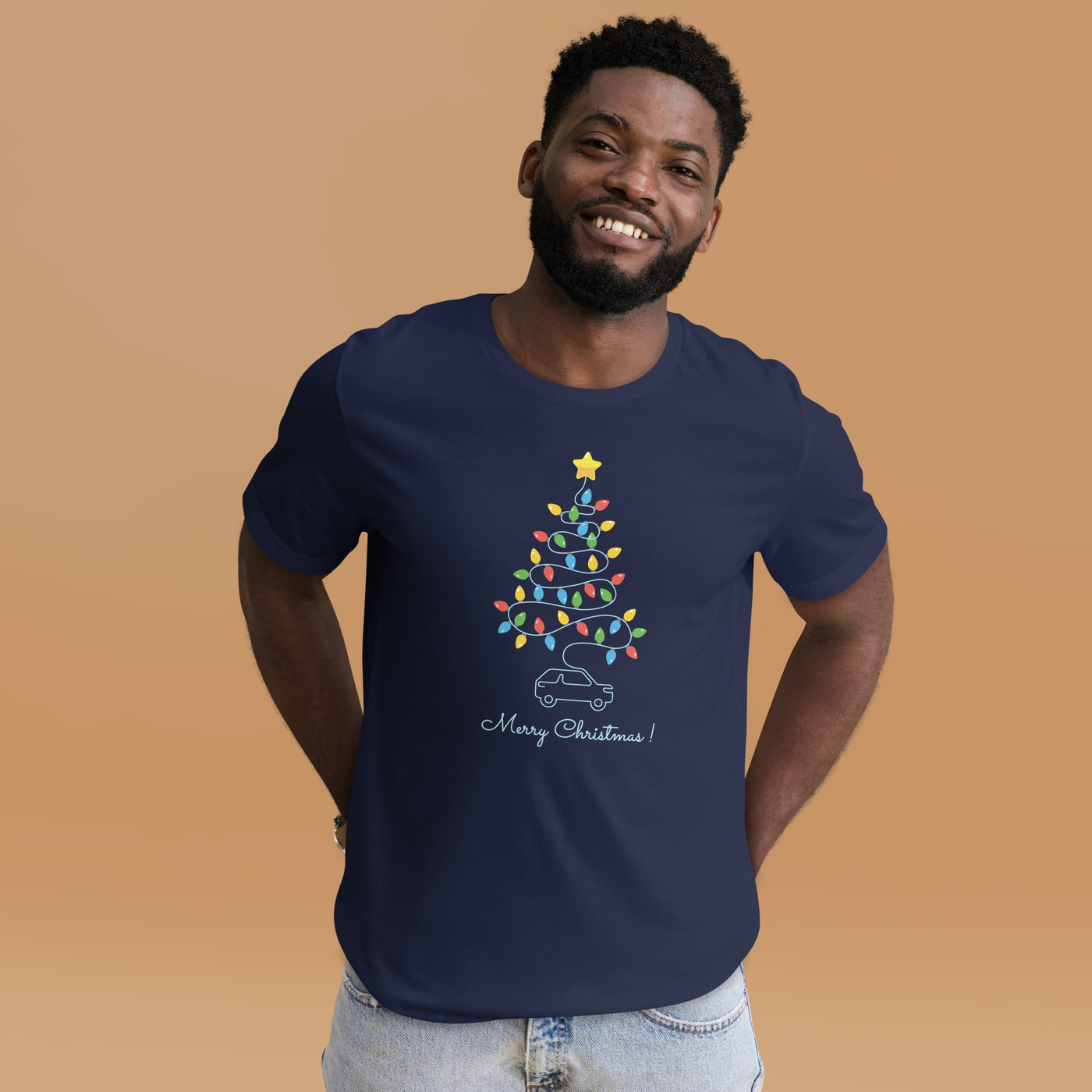 t-shirt-homme merry christmas voiture électrique