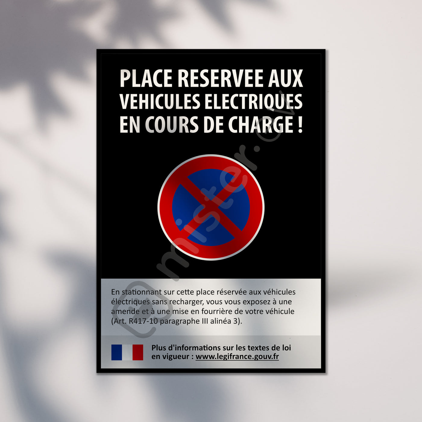 Sticker « Place Réservée aux véhicules électriques en cours de Charge - Rappel à la loi » - Pack of 10