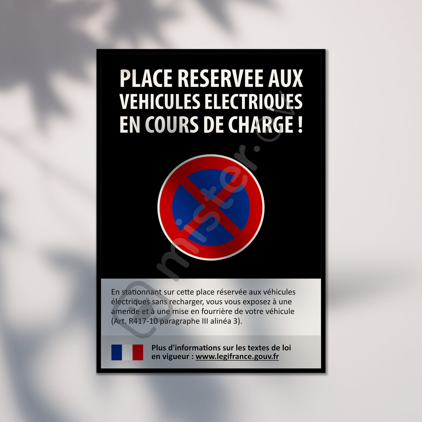 Aufkleber « Place Réservée aux véhicules électriques en cours de Charge - Rappel à la loi » - 10er Pack