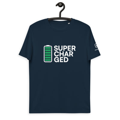 Supercharged navy blue unisex t-shirt