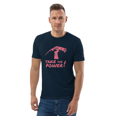 T-shirt Take the power unisexe - Bleu marine / rose