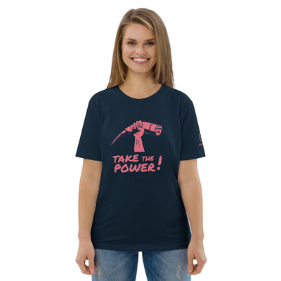 T-shirt Take the power unisexe - Bleu marine / rose