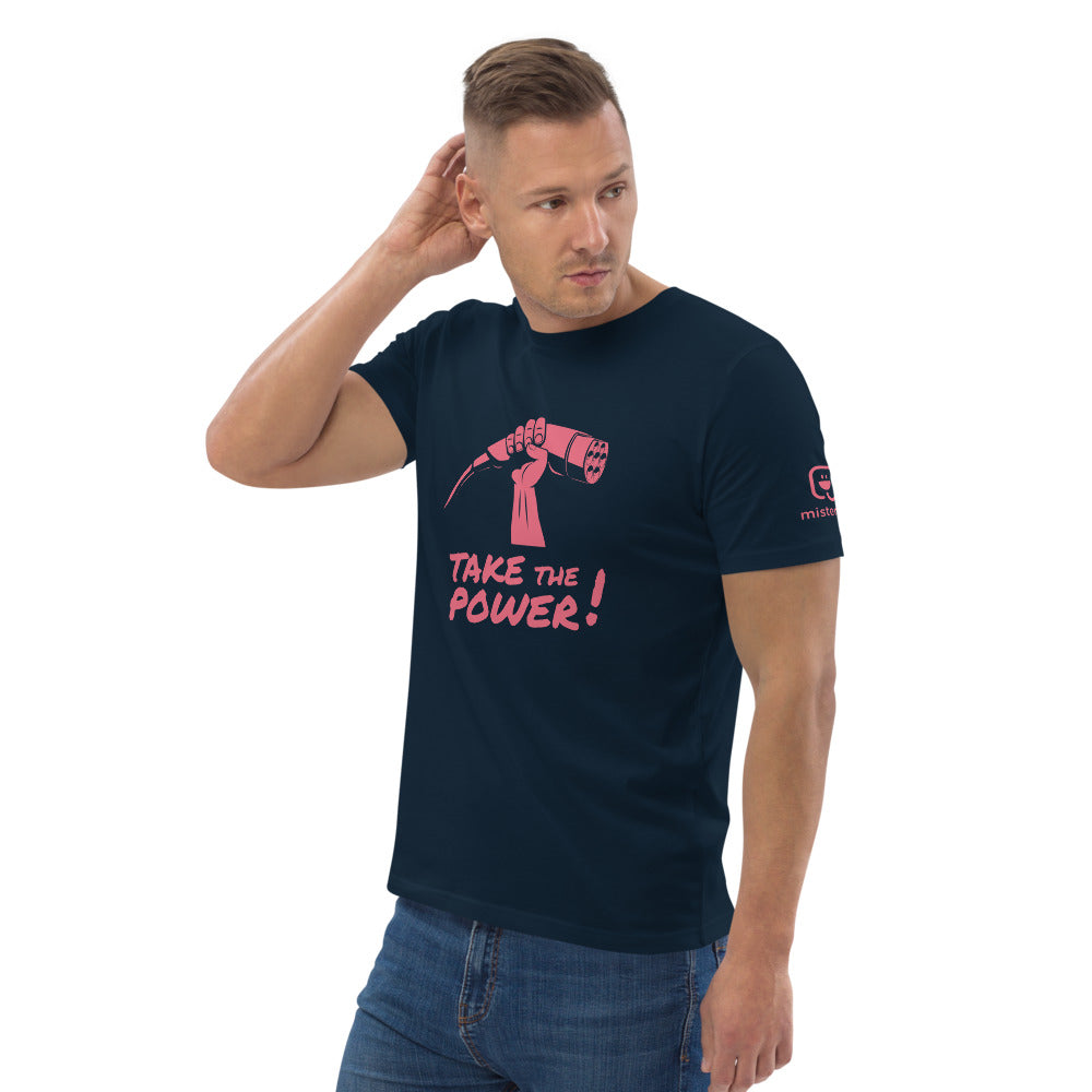 T-shirt Take the power unisexe - Bleu marine / rose