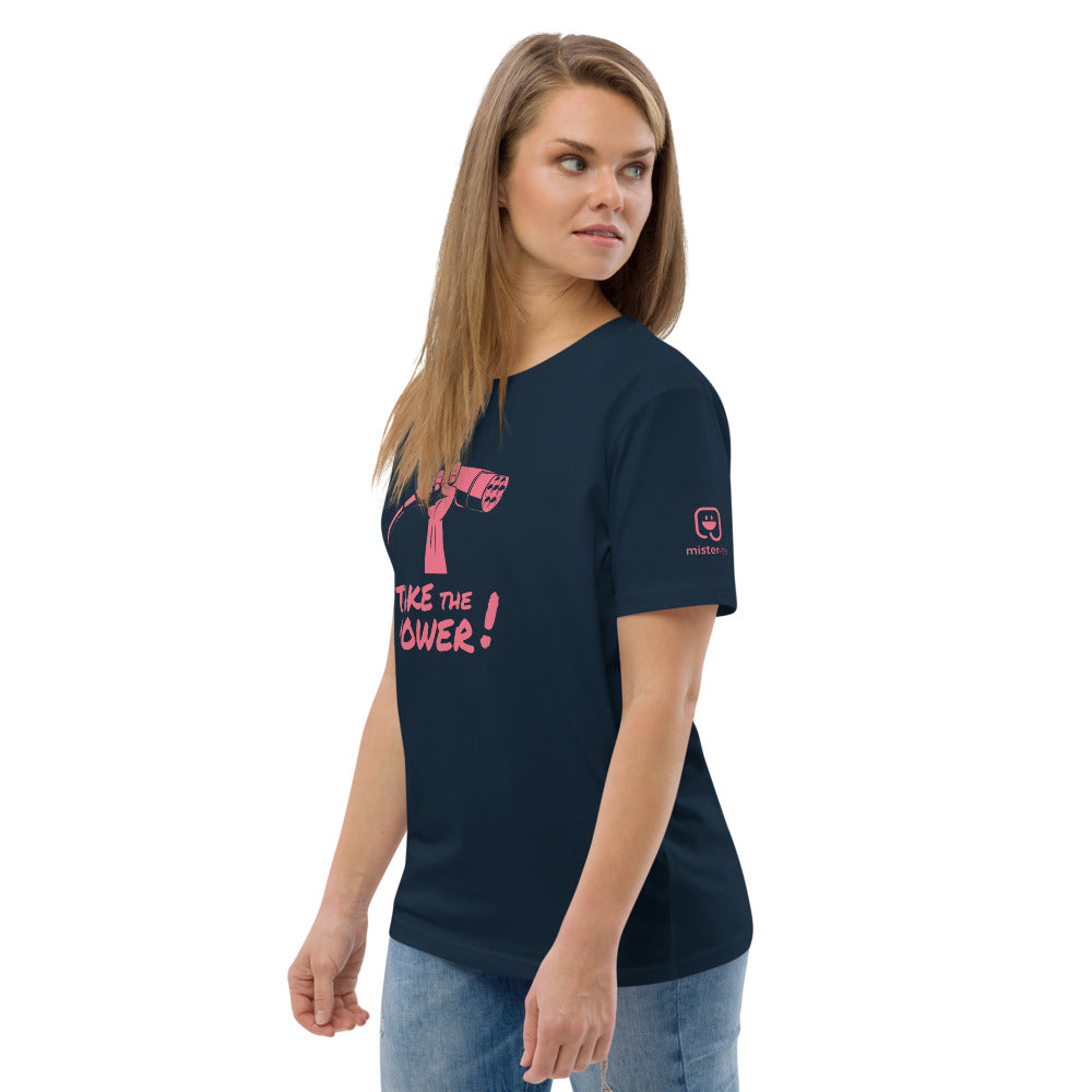 T-shirt Take the power unisexe - Bleu marine / rose