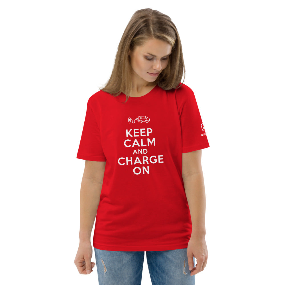 T-shirt unisexe - Keep calm and charge on - Rouge