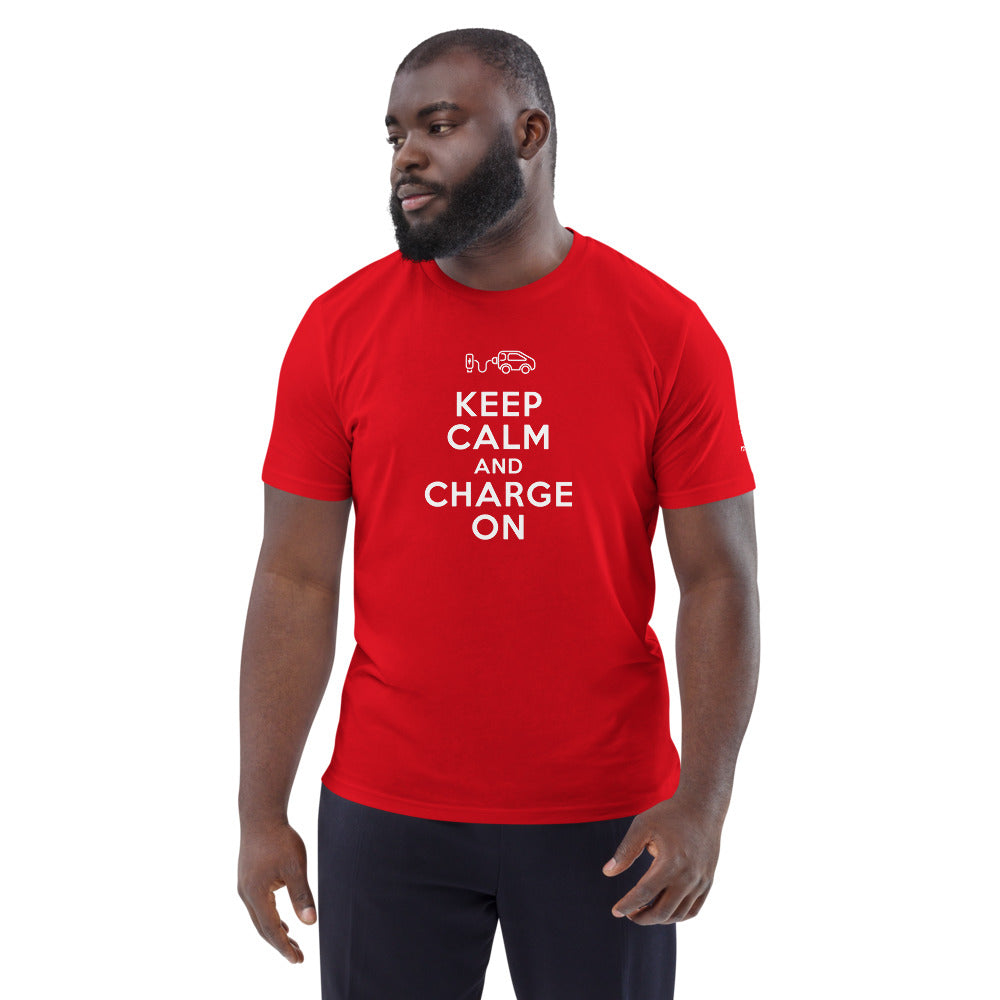 T-shirt unisexe - Keep calm and charge on - Rouge