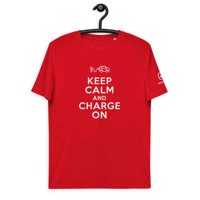 T-shirt unisexe - Keep calm and charge on - Rouge