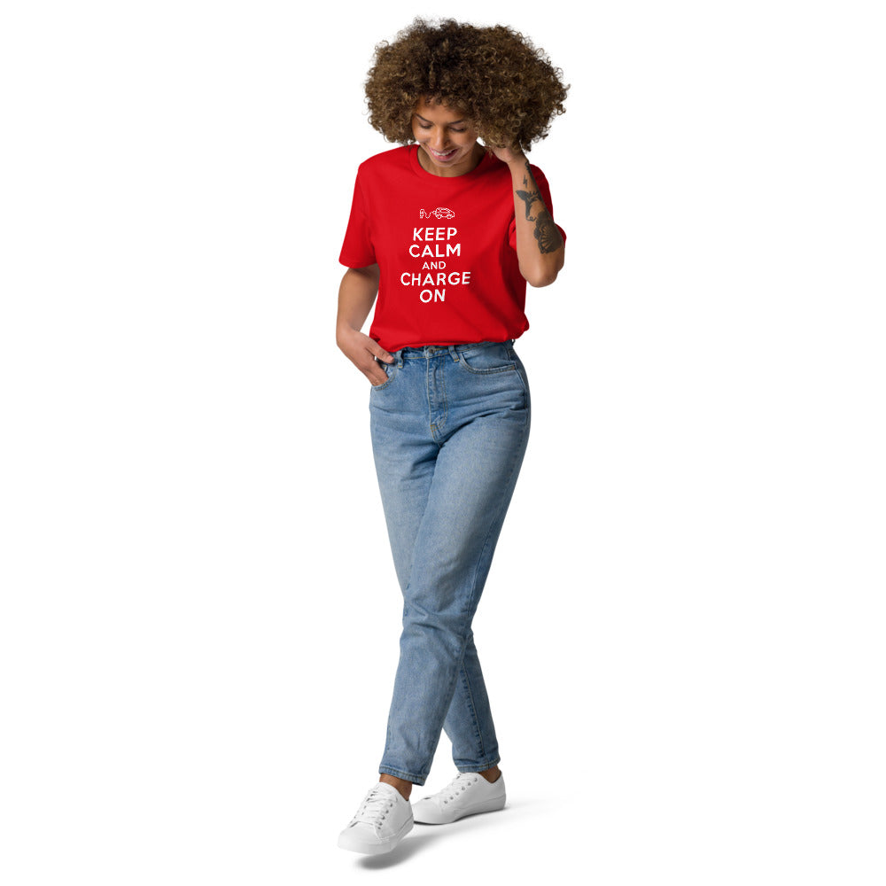 T-shirt unisexe - Keep calm and charge on - Rouge