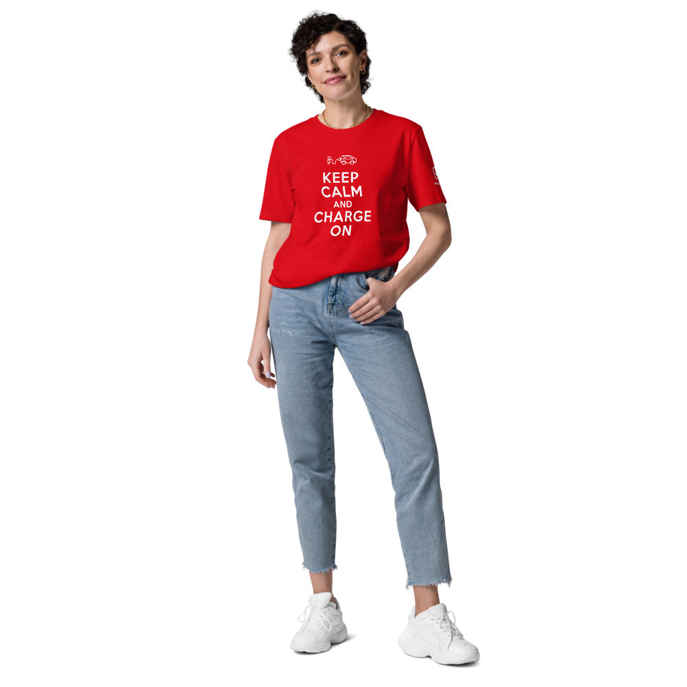 T-shirt unisexe - Keep calm and charge on - Rouge