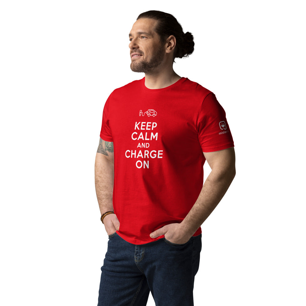 T-shirt unisexe - Keep calm and charge on - Rouge