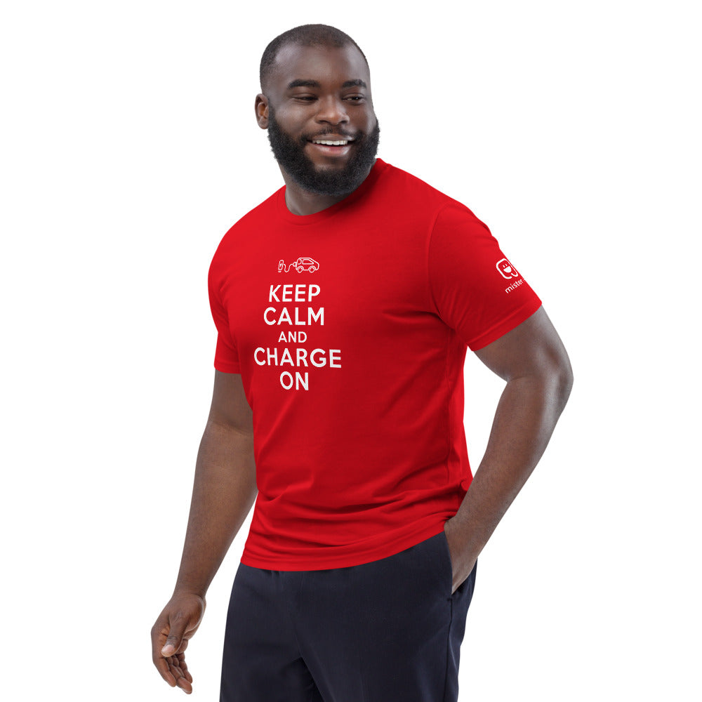 T-shirt unisexe - Keep calm and charge on - Rouge