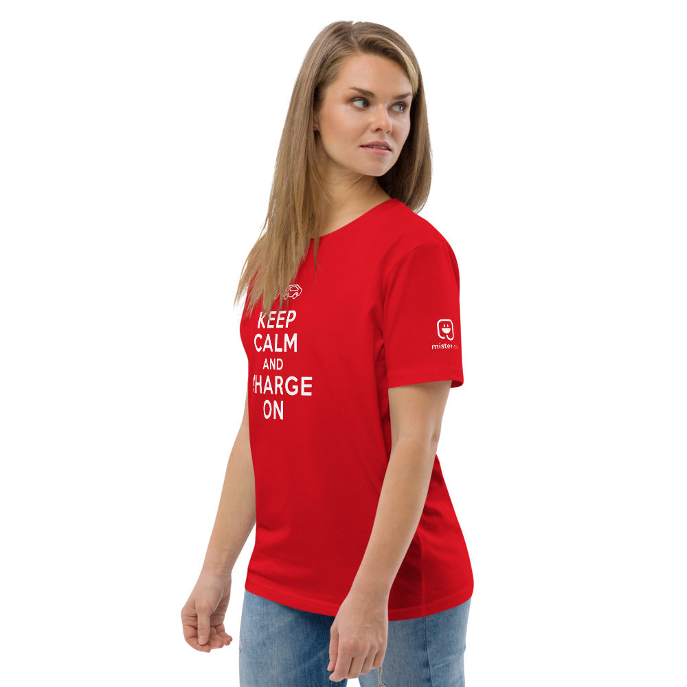 T-shirt unisexe - Keep calm and charge on - Rouge