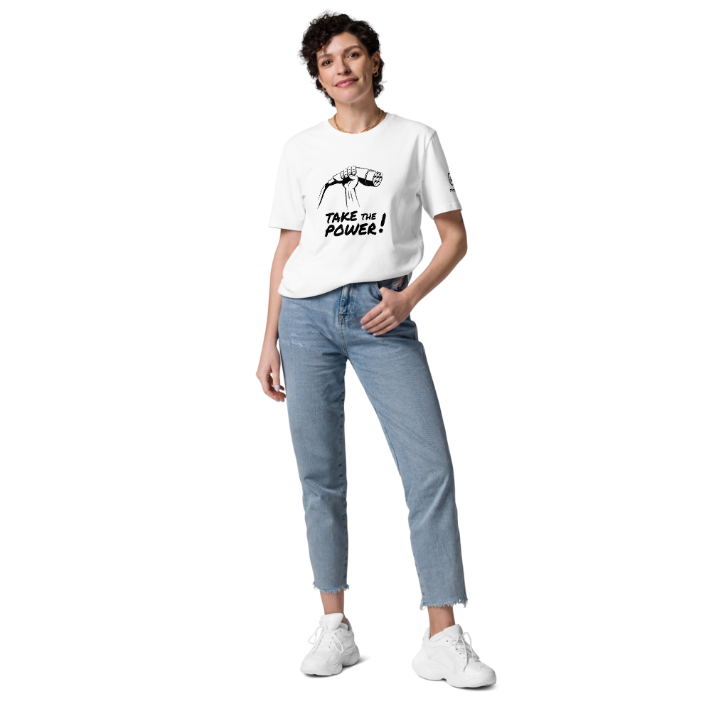Unisex T-shirt - Take the power - white / black