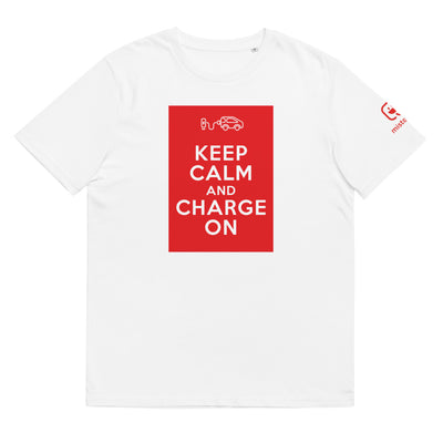 T-shirt unisexe - Keep calm and charge on - Blanc