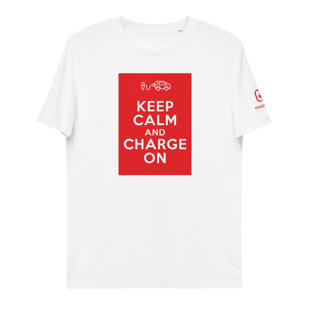 T-shirt unisexe - Keep calm and charge on - Blanc