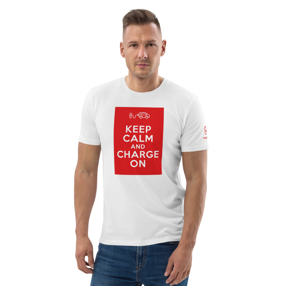 T-shirt unisexe - Keep calm and charge on - Blanc