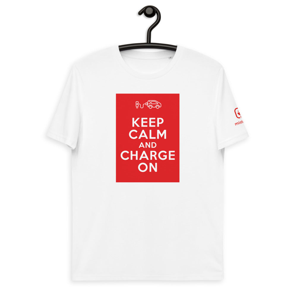T-shirt unisexe - Keep calm and charge on - Blanc