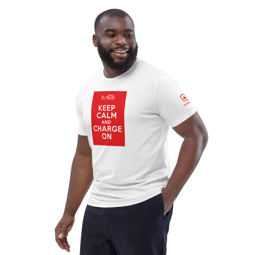 T-shirt unisexe - Keep calm and charge on - Blanc