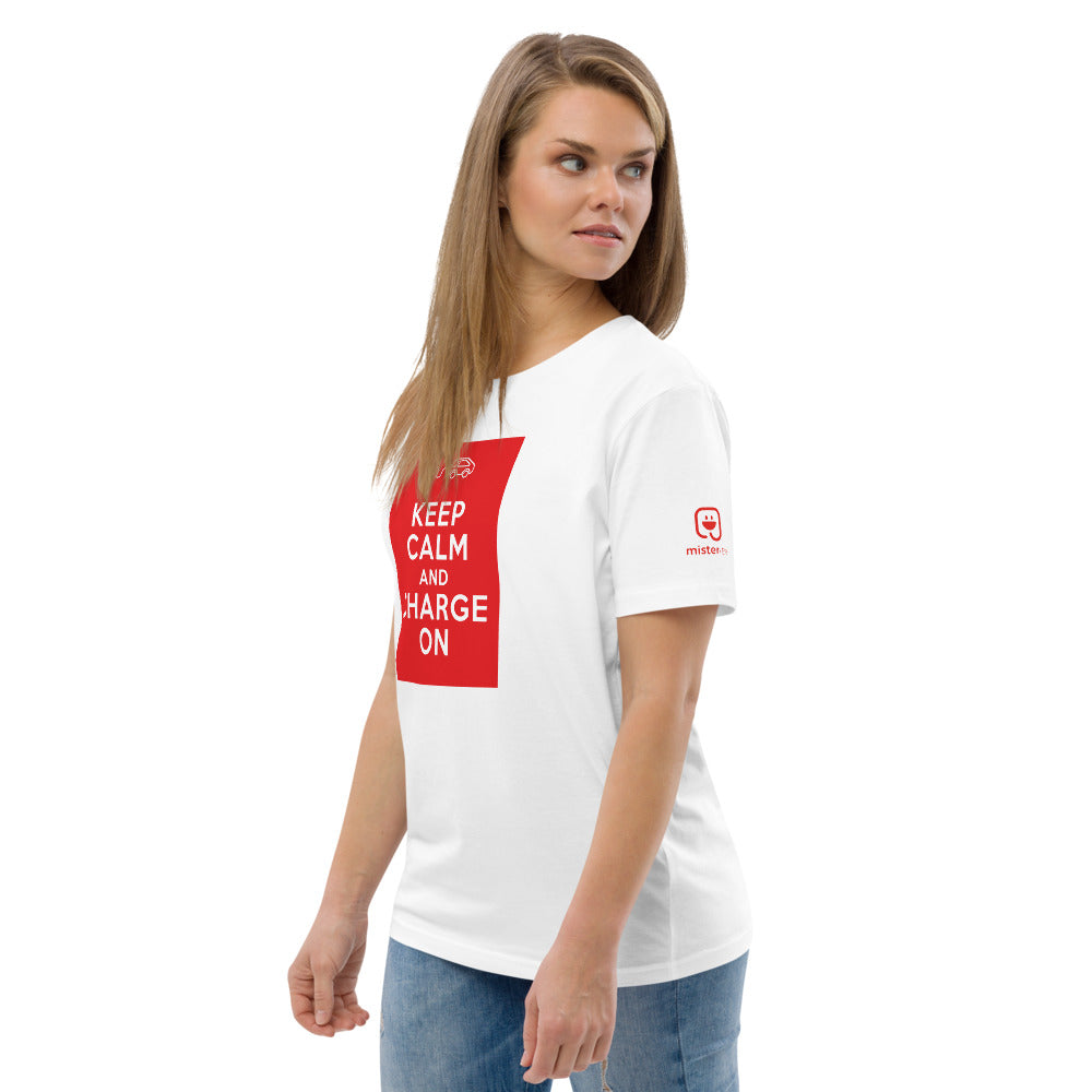 T-shirt unisexe - Keep calm and charge on - Blanc